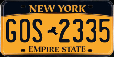 NY license plate GOS2335