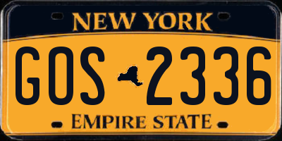 NY license plate GOS2336