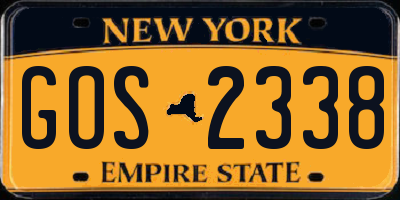 NY license plate GOS2338