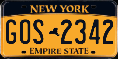 NY license plate GOS2342