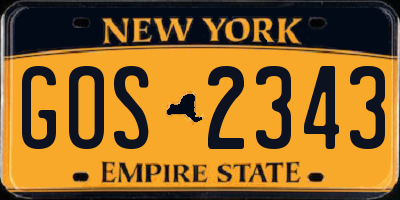 NY license plate GOS2343