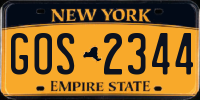 NY license plate GOS2344
