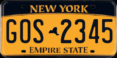 NY license plate GOS2345