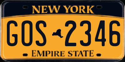 NY license plate GOS2346