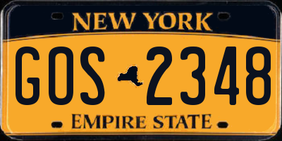 NY license plate GOS2348