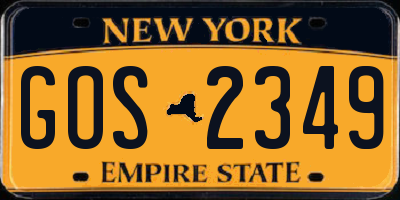 NY license plate GOS2349