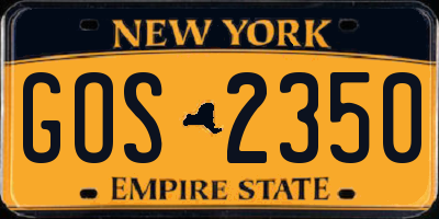 NY license plate GOS2350