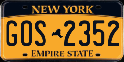 NY license plate GOS2352