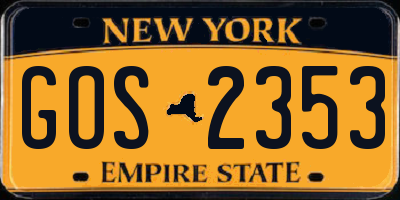 NY license plate GOS2353