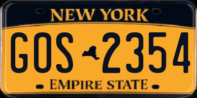 NY license plate GOS2354