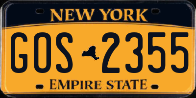 NY license plate GOS2355