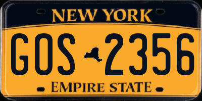 NY license plate GOS2356