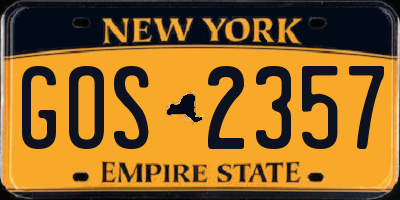 NY license plate GOS2357