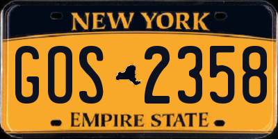 NY license plate GOS2358