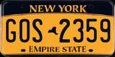 NY license plate GOS2359