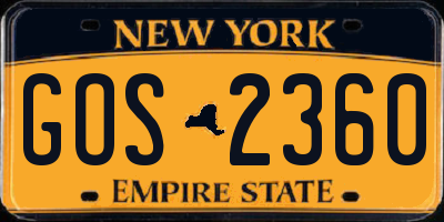 NY license plate GOS2360