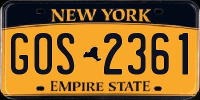 NY license plate GOS2361