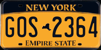 NY license plate GOS2364