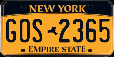 NY license plate GOS2365