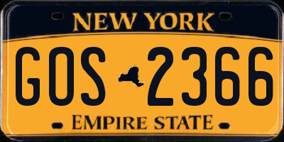 NY license plate GOS2366