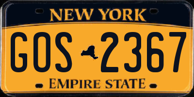 NY license plate GOS2367