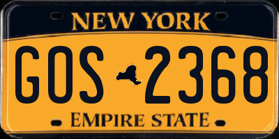 NY license plate GOS2368