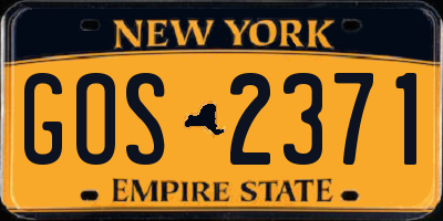 NY license plate GOS2371