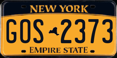 NY license plate GOS2373