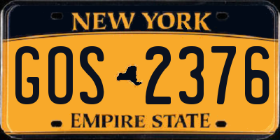 NY license plate GOS2376