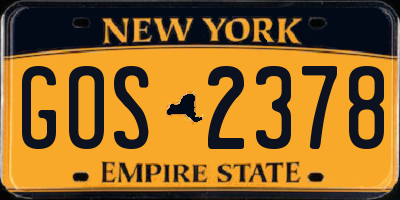 NY license plate GOS2378