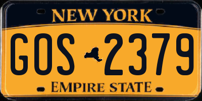 NY license plate GOS2379