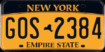 NY license plate GOS2384