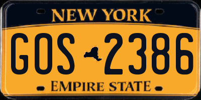 NY license plate GOS2386
