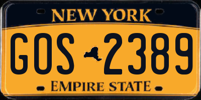 NY license plate GOS2389