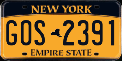 NY license plate GOS2391