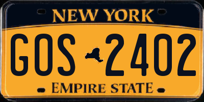 NY license plate GOS2402