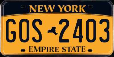 NY license plate GOS2403