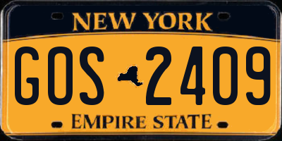 NY license plate GOS2409