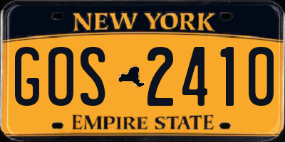 NY license plate GOS2410