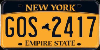 NY license plate GOS2417