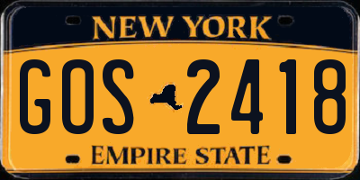 NY license plate GOS2418