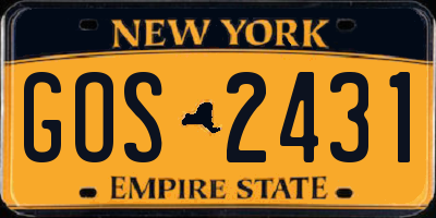 NY license plate GOS2431