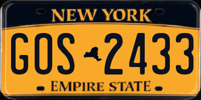 NY license plate GOS2433