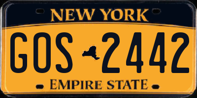 NY license plate GOS2442