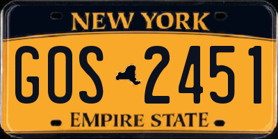 NY license plate GOS2451