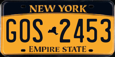 NY license plate GOS2453