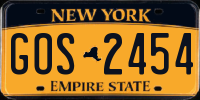 NY license plate GOS2454