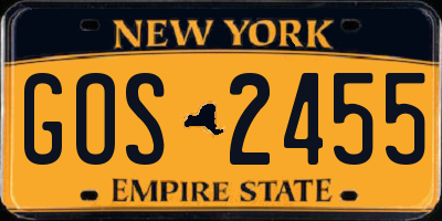 NY license plate GOS2455