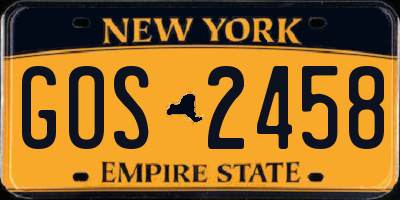NY license plate GOS2458