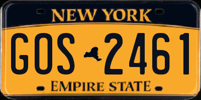 NY license plate GOS2461